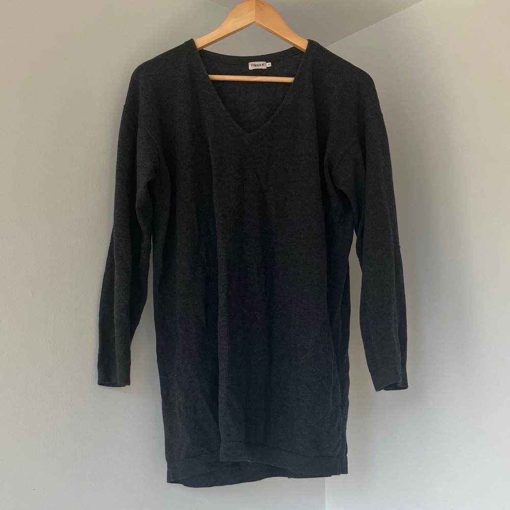 Flippa K Merino wool Black V-Neck Sweater Dress